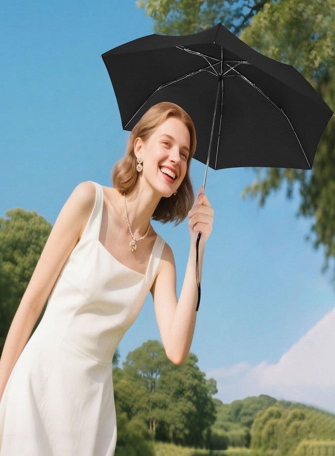Lejorain Travel Mini Umbrella for Purse - Black Compact Durable Cool Teflon Light Weight Flat Backpacking Umbrella Portable Paraguas - Image 5