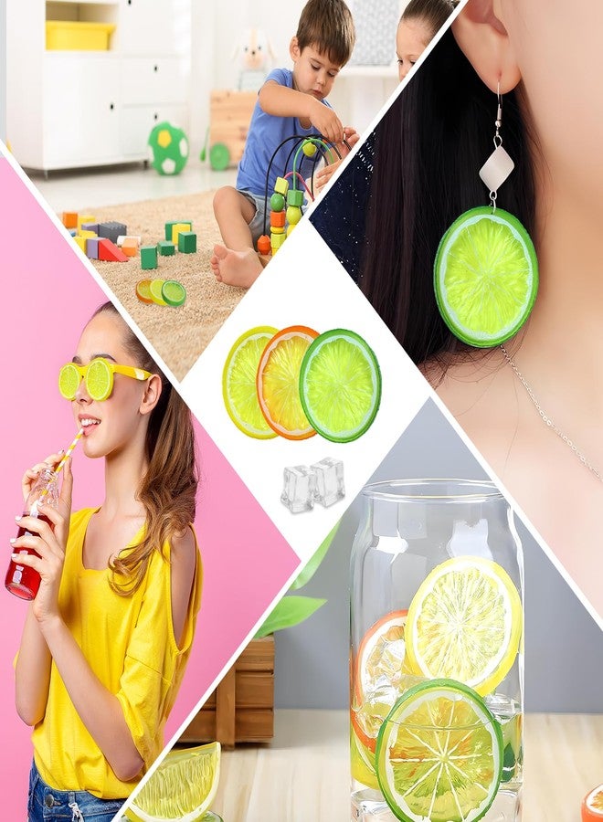 Gabrella 40 Pcs Artificial Fake Lemon Slices Fake Ice Cubes, 30 Pcs Simulation Lemon Slices 10 Pcs Faux Ice, Fake Fruit Model for Home Kitchen Office Table - Image 5