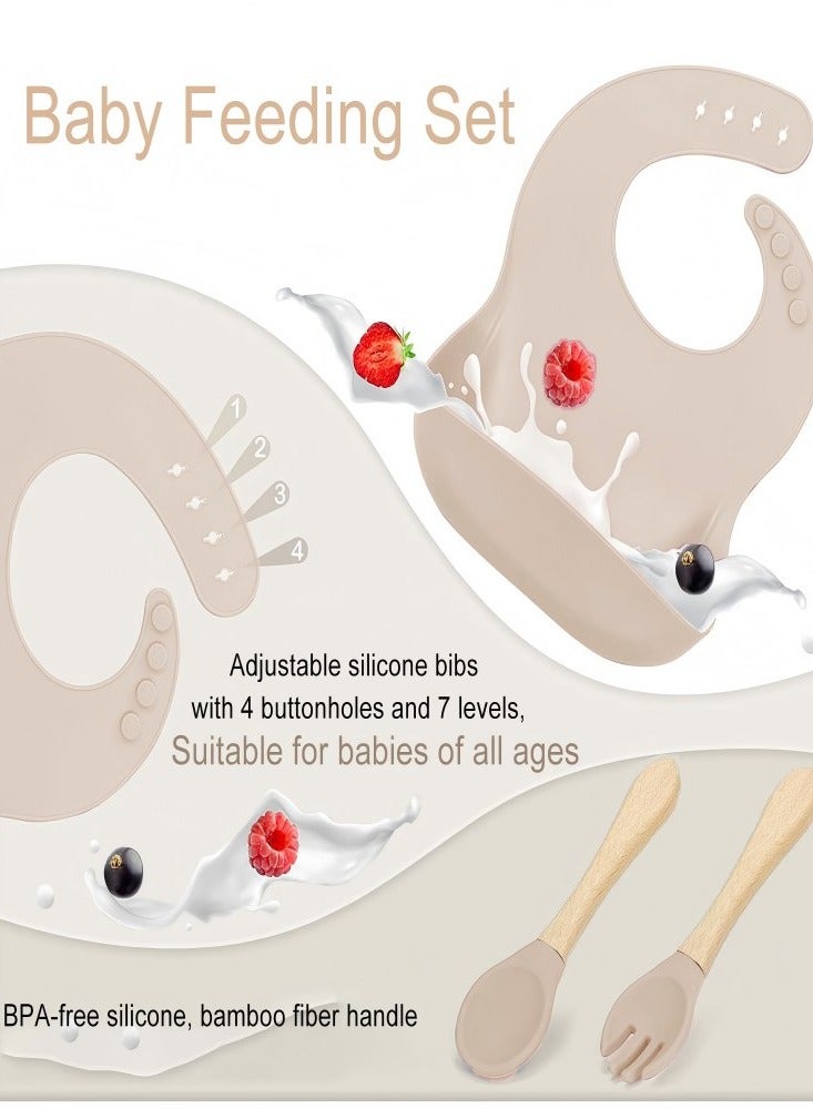 آي ميس يو مجموعة تغذية الطفل من السيليكون، مجموعة من 5 قطع من أدوات الفطام LED للأطفال تتضمن وعاء شفط وطبقًا وملعقة وشوكة للأطفال وكوبًا مع قشة وغطاء ومستلزمات تغذية الطفل - Image 4