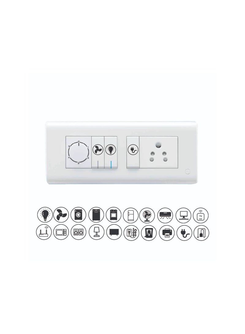 PRINTSHOP4ME Light Switch and Power Outlet Stickers - Switch Icon Stickers to Label Appliances for Easy Identification and Home Decor - 20 Designs - Switch ID Stickers (White, 40 Pcs Switch Icon) - Image 1