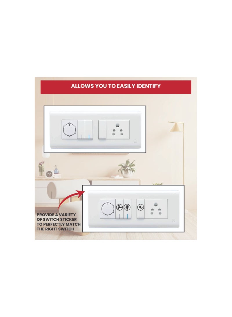 PRINTSHOP4ME Light Switch and Power Outlet Stickers - Switch Icon Stickers to Label Appliances for Easy Identification and Home Decor - 20 Designs - Switch ID Stickers (White, 40 Pcs Switch Icon) - Image 3