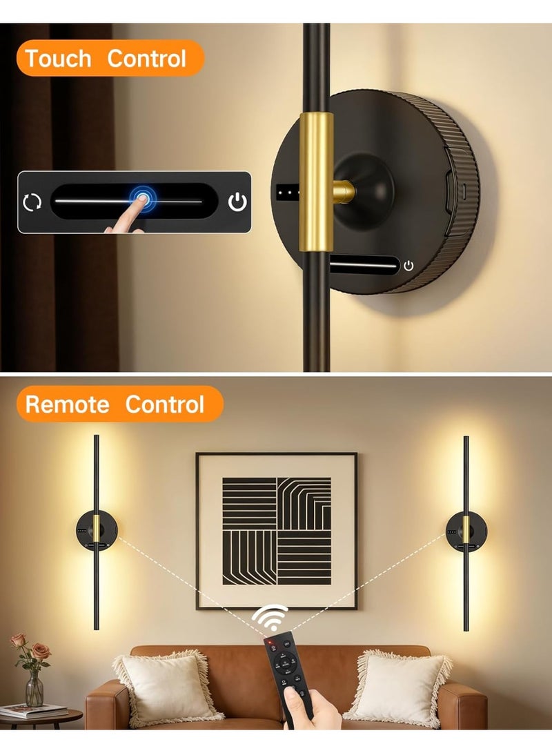 OUTON Rechargeable LED Wall Sconce with 8000mAh Removable Battery, Remote & Touch Control, Dimmable Wall Light, Power Indicator, 3 Color Temperatures, Black - Image 5