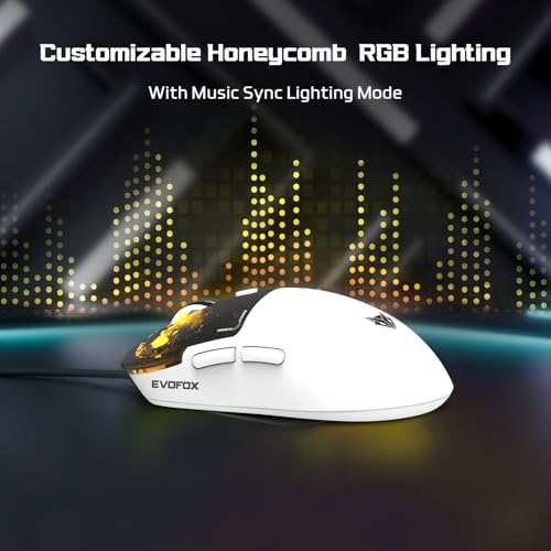 EvoFox Phantom Air Ultra Lightweight Gaming Mouse 54g | Upto 1000Hz Polling Rate, 7000 FPS, 12800 DPI | Honeycomb RGB Lighting | Fully Programmable with Windows Software & On-Board Memory | White - Image 3