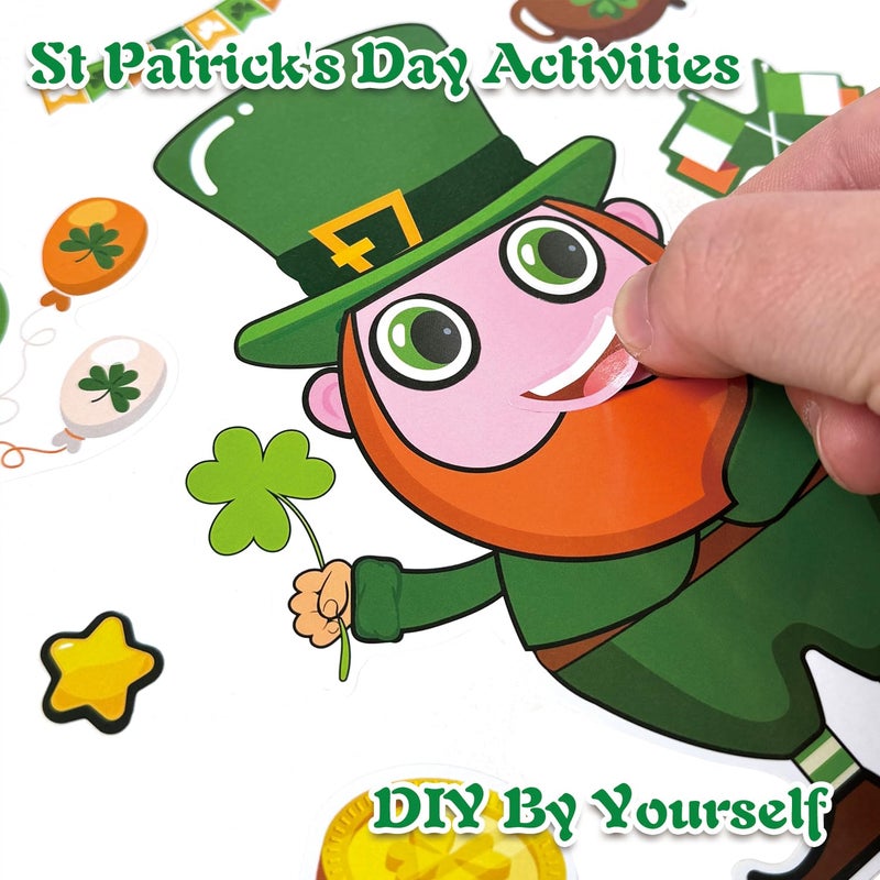 Aowplc St. Patrick's Leprechaun Make-A-Face Stickers - 36 Sheets for Kids Crafts & Party Fun - Image 5