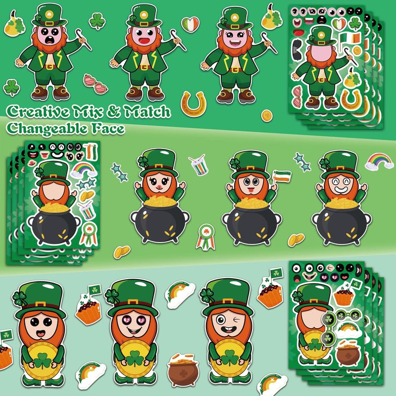 Aowplc St. Patrick's Leprechaun Make-A-Face Stickers - 36 Sheets for Kids Crafts & Party Fun - Image 4