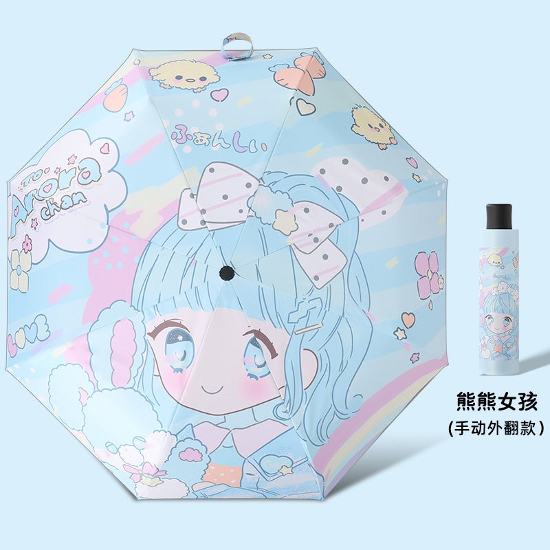 Cartoon Automatic Kids Umbrella – Foldable Reflective Strip for Ages 6-12 - Image 1