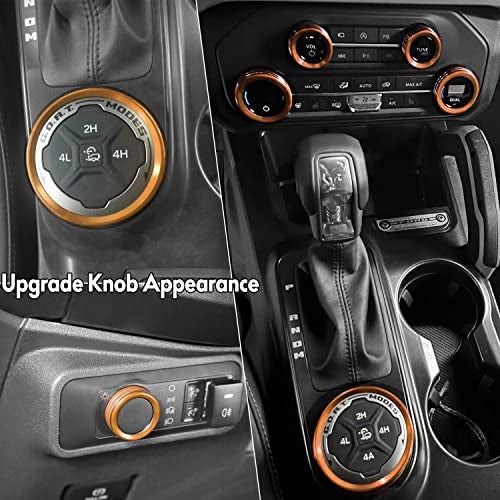 Bentolin for 2021-2024 Ford Bronco AC Knob Cover Accessories Center Console Switch Volume Temp Control Button Ring Trim-Orange 6Pcs (Not fit Bronco Sport) - Image 5