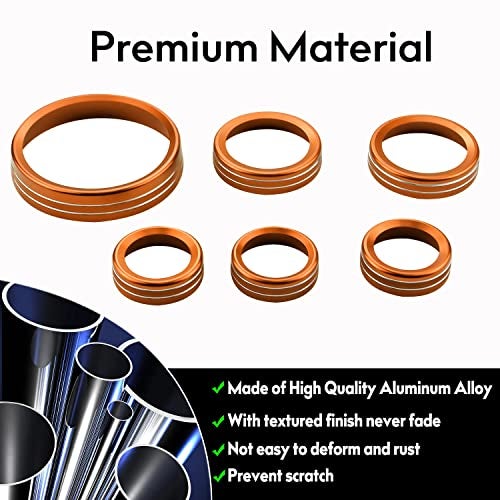 Bentolin for 2021-2024 Ford Bronco AC Knob Cover Accessories Center Console Switch Volume Temp Control Button Ring Trim-Orange 6Pcs (Not fit Bronco Sport) - Image 3