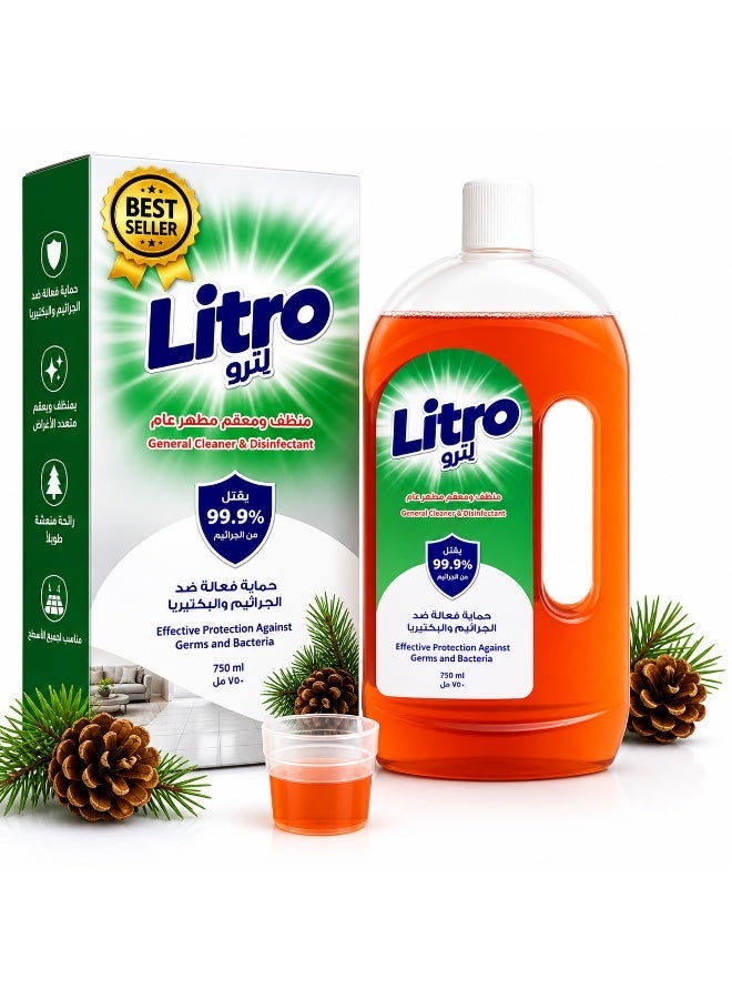 Litro Multi Purpose Cleaner & Disinfectant 750ml – Floor Cleaner, Bathroom & Kitchen Cleaning Liquid, Powerful Home Cleaning Solution - Image 1