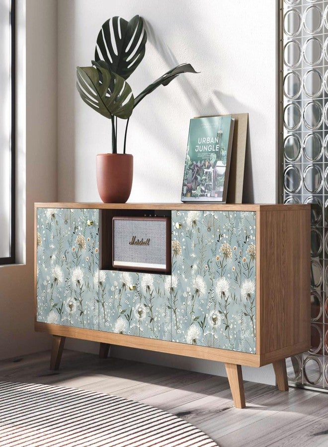 lenify Floral Wallpaper Peel and Stick Blue Boho Contact Paper 16.9inch x 118.1inch Flower Contact Paper for Cabinets Bedroom Self Adhesive Wall Paper Decorative Dandelion Wallpaper Roll Vinyl - Image 2