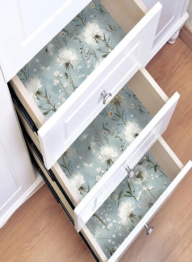 lenify Floral Wallpaper Peel and Stick Blue Boho Contact Paper 16.9inch x 118.1inch Flower Contact Paper for Cabinets Bedroom Self Adhesive Wall Paper Decorative Dandelion Wallpaper Roll Vinyl - Image 5