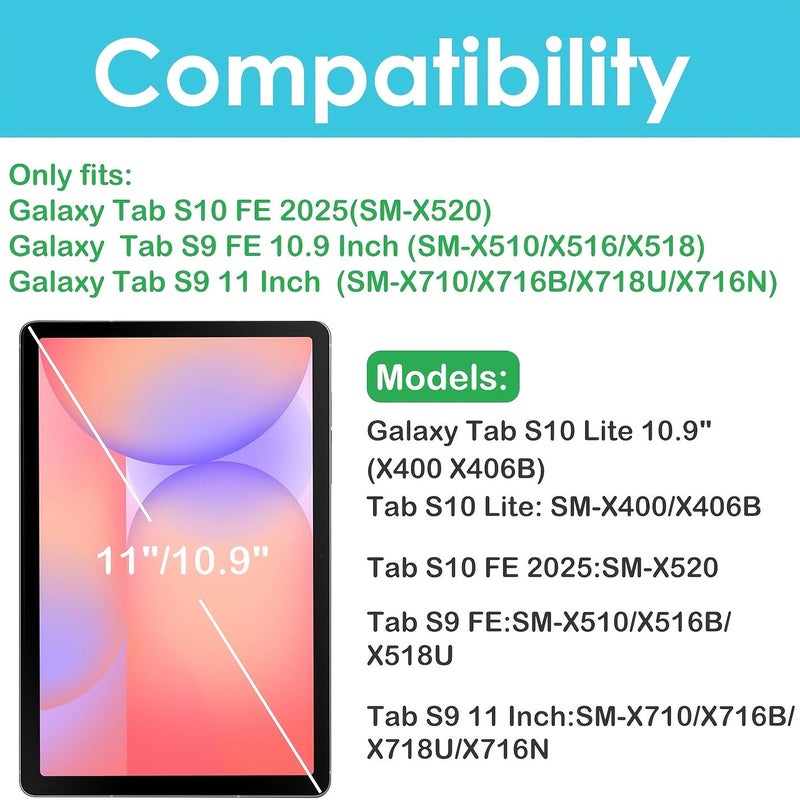 2 × واقي شاشة لجهاز Galaxy Tab S10 FE 2025 مقاس 11 بوصة، مقاوم للخدوش، لامع، متوافق مع قلم S Pen - Image 4