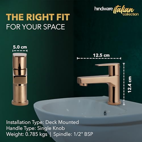 Hindware Italian Collection F360001RGD Element Pillar Cock,Brass with Rose Gold PVD Finish | 12-Year Manufacturer Warranty - Image 3