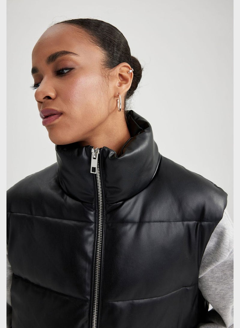 DeFacto Water-Proof Relax Fit Faux Leather Puffer Vest  - Image 3