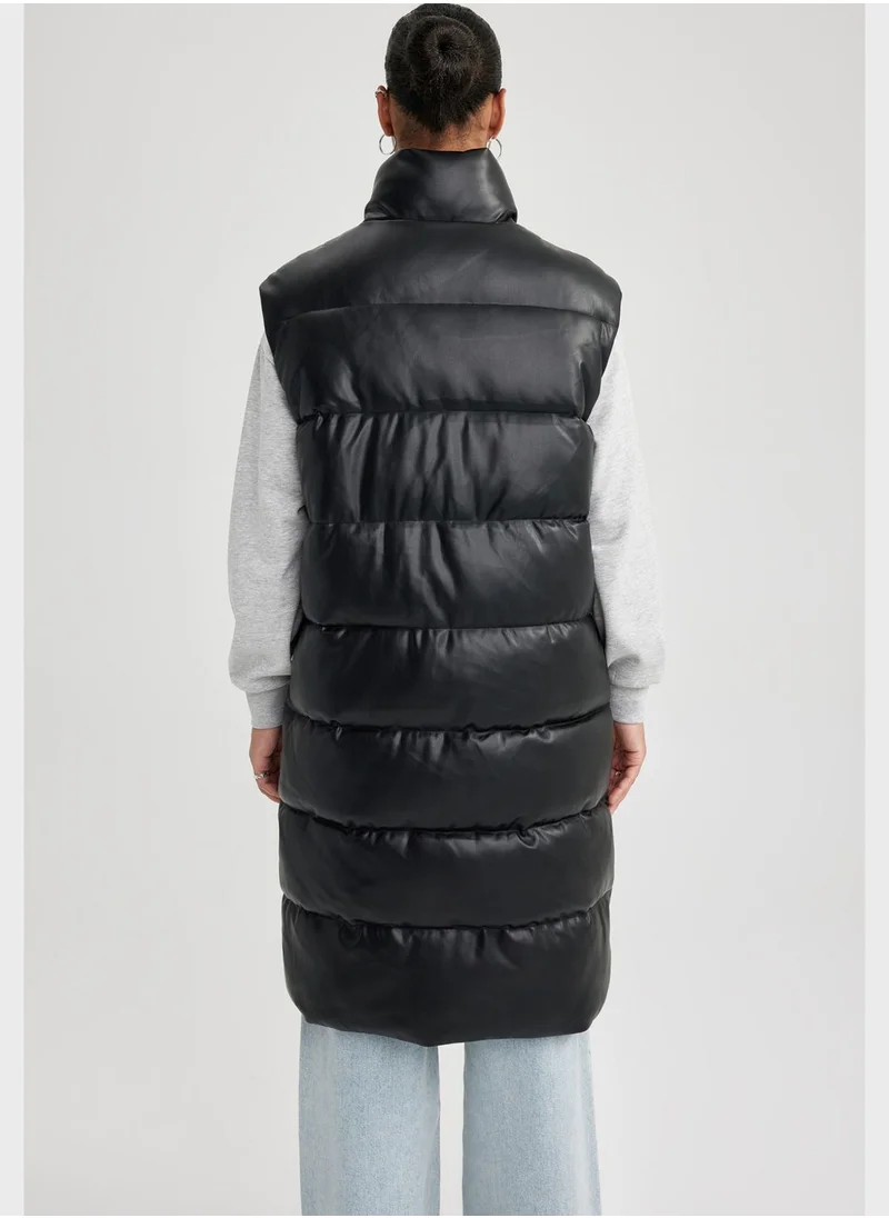 DeFacto Water-Proof Relax Fit Faux Leather Puffer Vest