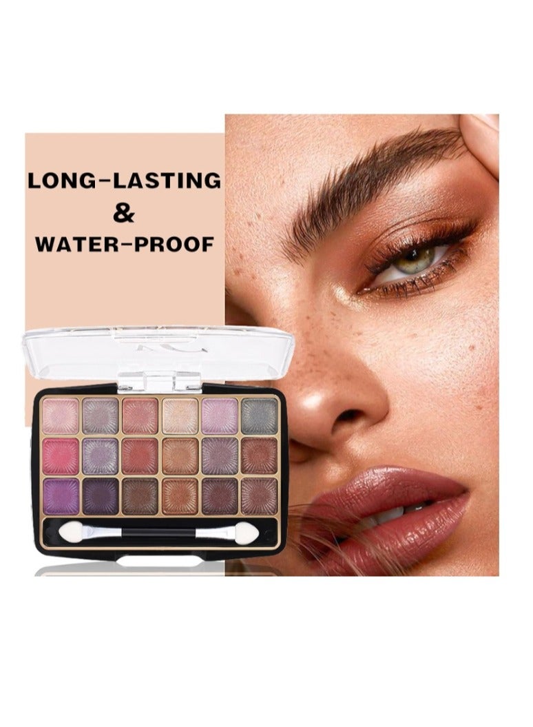 v c Eyeshadow Palettes, Palette Contouring Eye Shadow Pallets for Women, 18 Colors Glitter Pressed Eyeshadow Powder - Image 4