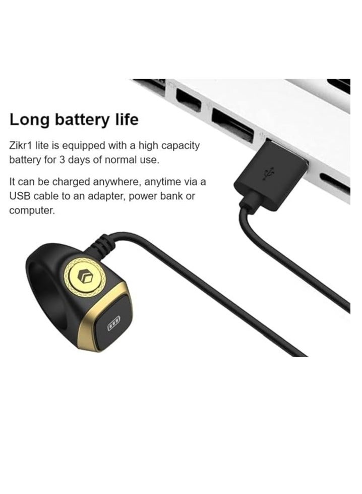 حلقة تسبيح ذكر ذكية، صلاة المسلمين، تذكير توقيت الصلاة، شاشة أوليد، عداد التسبيح، حلقة ذكية، تكنولوجيا يمكن ارتداؤها، مساحة رمادية مقاومة للماء 20 مم (أسود) - Image 4