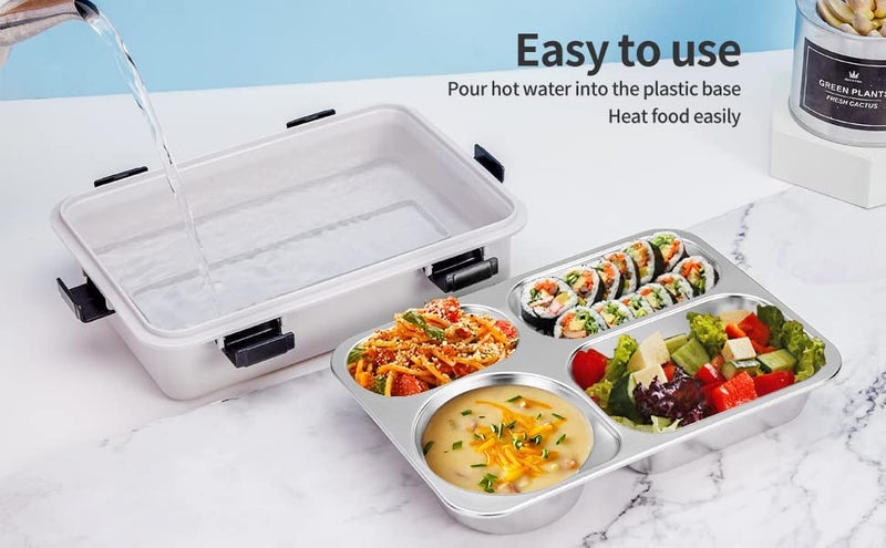 Mayatra's Stainless Steel Lunch Box for Adults and Kids, Keep Foods Separated, Food Storage Container, 4 Compartments Sealed with Lids Multicolor - Image 4