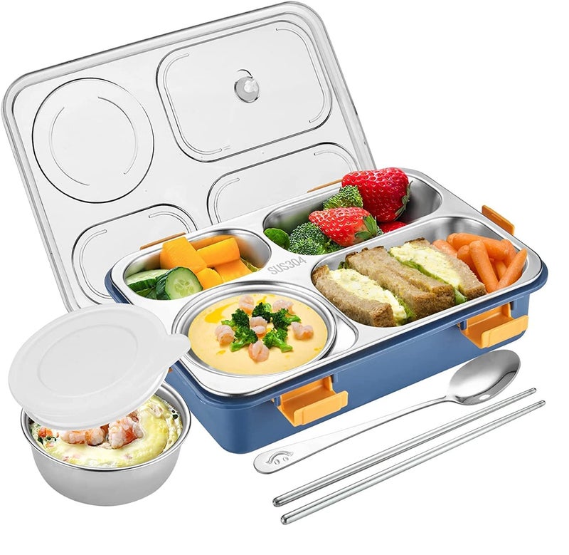 Mayatra's Stainless Steel Lunch Box for Adults and Kids, Keep Foods Separated, Food Storage Container, 4 Compartments Sealed with Lids Multicolor - Image 1