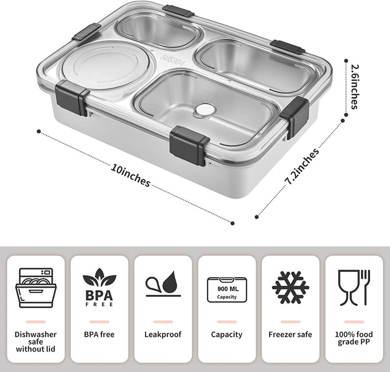 Mayatra's Stainless Steel Lunch Box for Adults and Kids, Keep Foods Separated, Food Storage Container, 4 Compartments Sealed with Lids Multicolor - Image 2