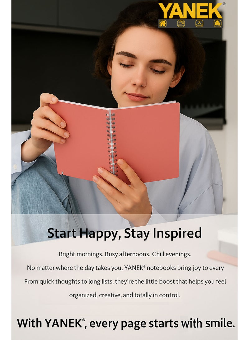 يانيك دفتر يانيك الحلزوني A5 – دفتر ملاحظات بغلاف صلب، 200 صفحة – مثالي للطلاب والمكتب والملاحظات الشخصية - Image 2