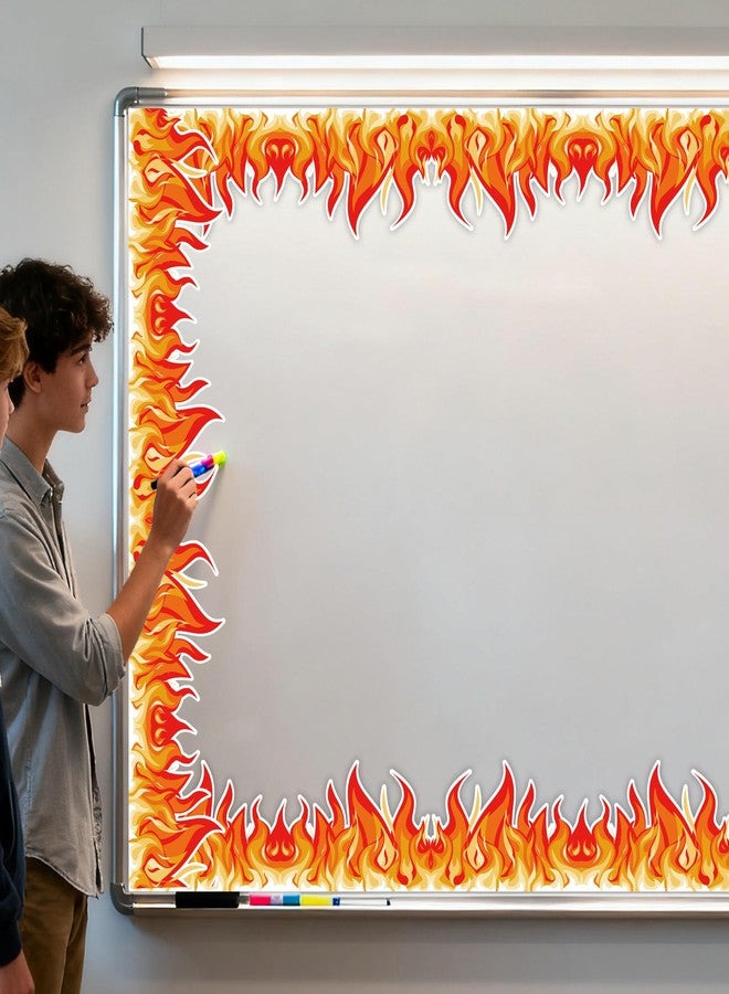 SMARSTICKER Fire Bulletin Board Border 32.8FT Christmas Red Orange Burning Fire Shaped Die Cut Trim Border for School Classroom Chalkboard Party Mantle Fireplace Decor - Image 4