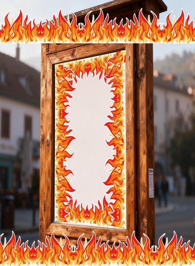 SMARSTICKER Fire Bulletin Board Border 32.8FT Christmas Red Orange Burning Fire Shaped Die Cut Trim Border for School Classroom Chalkboard Party Mantle Fireplace Decor - Image 3