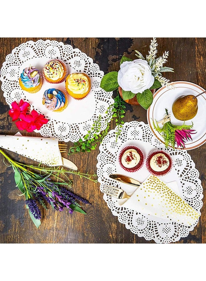 350 PCS Disposable Doilies Paper Lace Assorted Size Food Grade Decorative Placemats Add Elegance to Serving Tray Plates, Coffee, Cake, Desert, Table, Tableware Decoration (Round Rectangle Oval White) - Image 5