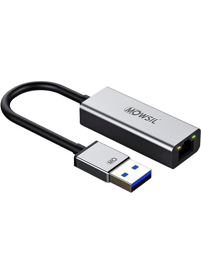 MOWSIL USB 3.0 To LAN Gigabit RJ45 Converter, 8 cm Length, Grey