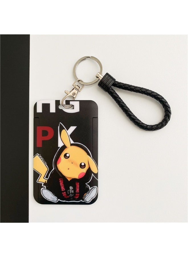 NIBEMINENT 1 - Piece Pikachu Kpop Photo Card Holder Pendant Key Chain ID Badge Holder ID Card Holder Photo Card Protector for School ID Office ID Access Card for Women Girls
