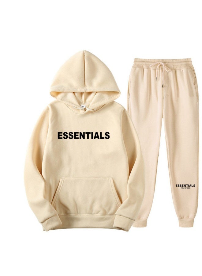 إيسنشالز طقم هوديي للرجال والنساء - سويت شيرت فضفاض وسروال رياضي برسالة مطبوعة - Image 1