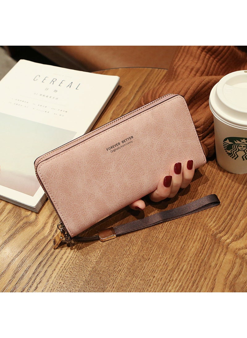 Ladies Long Wallet 2020 Korean Multi-functional Clutch Pink