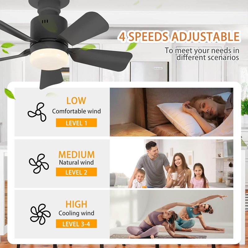 GEADI Ceiling Fans with Lights and Remote Control, 36w Screw in Ceiling Fan Light Dimmable,Quiet ceiling Fan 5 Blades for Bedroom,Living Room Kitchen 3 Color Temperature,4 Speeds,Timing,∅45 cm,black - Image 5