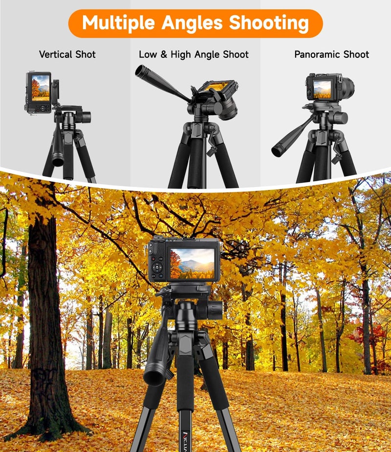 Victiv 68" Tripod Stand for Phone, Tripod Mobile Holder, Universal Phone/Camera/DSLR Tripod Stand for Video Recording, Travel, Vlogging, Compatible iPhone Samsung Galaxy Xiaomi Vivo Canon - Image 4