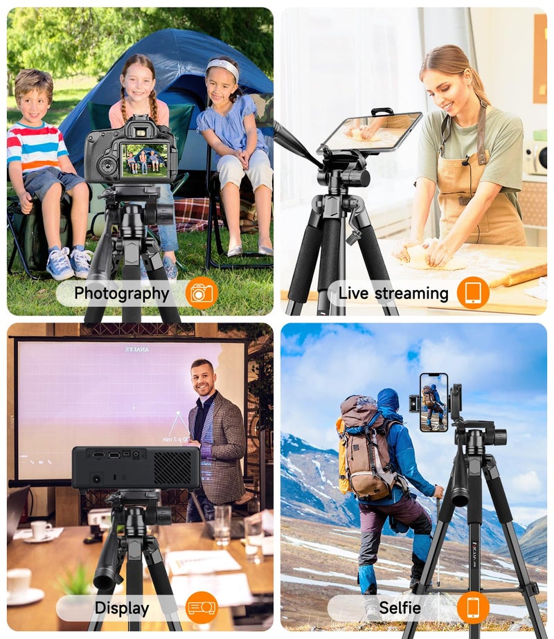 Victiv 68" Tripod Stand for Phone, Tripod Mobile Holder, Universal Phone/Camera/DSLR Tripod Stand for Video Recording, Travel, Vlogging, Compatible iPhone Samsung Galaxy Xiaomi Vivo Canon - Image 5