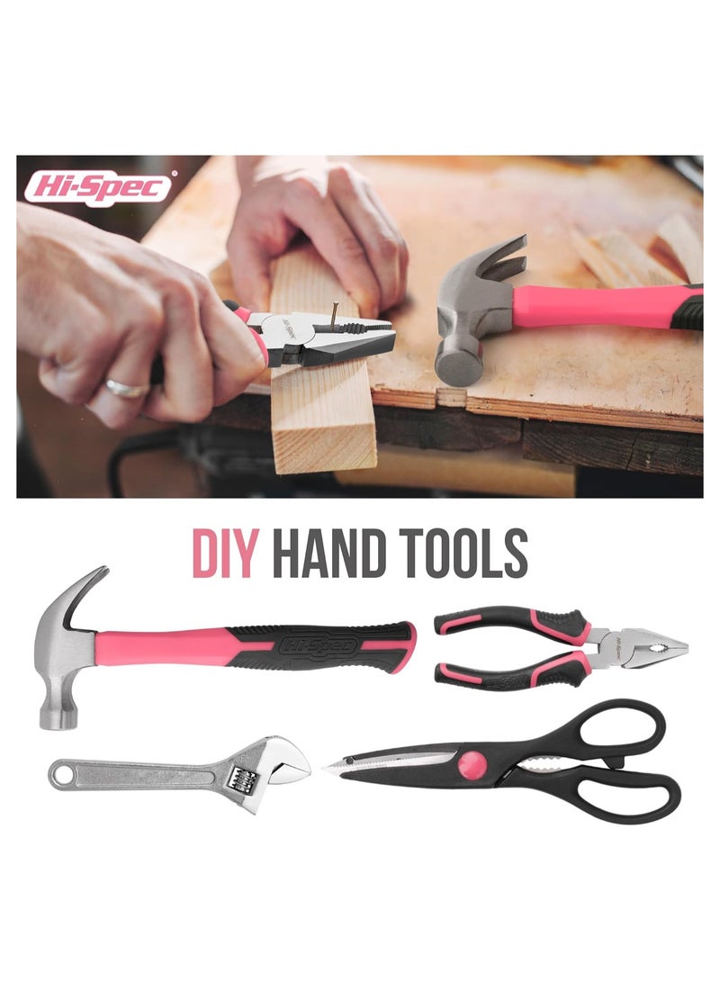 عام **طقم أدوات DIY عالي الجودة للعائلة بلون وردي 54 قطعة. أدوات يدوية كاملة للمبتدئات، صندوق أدوات محمول، مثالي للاستخدام المنزلي والمكتبي.** - Image 4