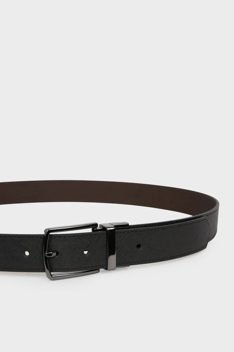 ديفاكتو Man Rectangle Clasp Faux Leather Jean Belt