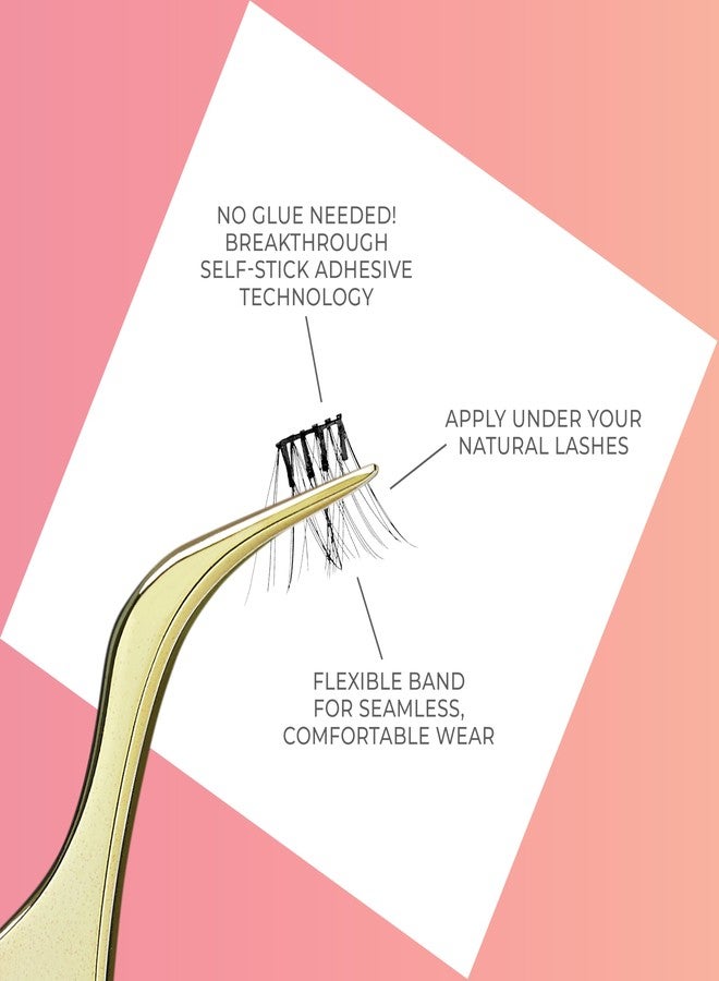 Impress KISS imPRESS Falsies Press On Self Adhesive Eyelashes, 12mm-14mm Natural Volume Press On Lashes, Black, No Glue Needed, Invisible Band, 12 Lash Clusters - Bold - Image 3