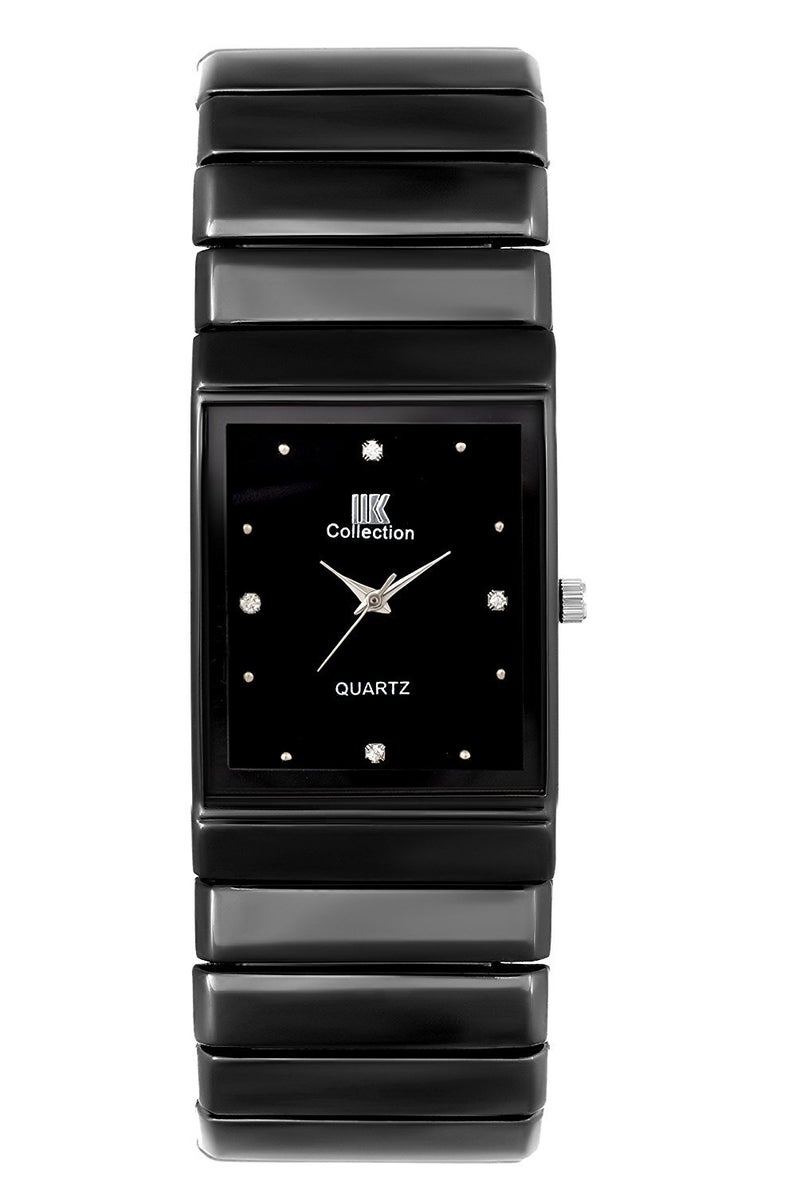 IIK COLLECTION Reactangle Studded Dial Metalic Bracelet Chain Strap Analogue Wrist Watch for Men and Boys - Image 1