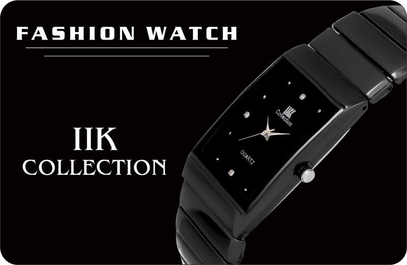 IIK COLLECTION Reactangle Studded Dial Metalic Bracelet Chain Strap Analogue Wrist Watch for Men and Boys - Image 4