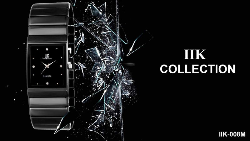 IIK COLLECTION Reactangle Studded Dial Metalic Bracelet Chain Strap Analogue Wrist Watch for Men and Boys - Image 2