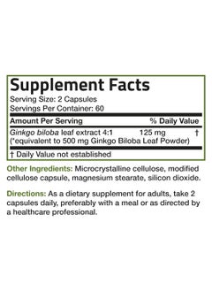 Bronson Ginkgo Biloba 500 Mg Extra Strength 500 Mg Per Serving Supports Brain Function And Memory Support 120 Vegetarian Capsules  - Image 4