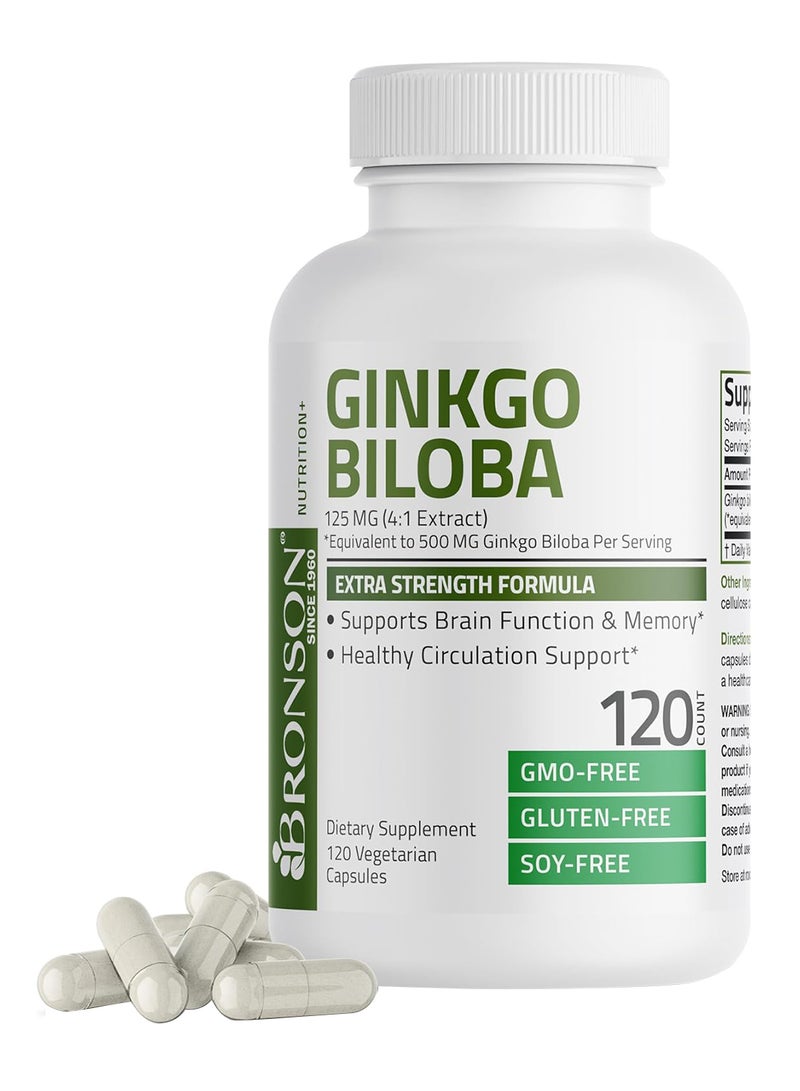 برونسون الجنكة بيلوبا 500 ملجم قوة إضافية 500 ملجم لكل حصة تدعم وظائف المخ وتدعم الذاكرة 120 كبسولة نباتية - Image 1