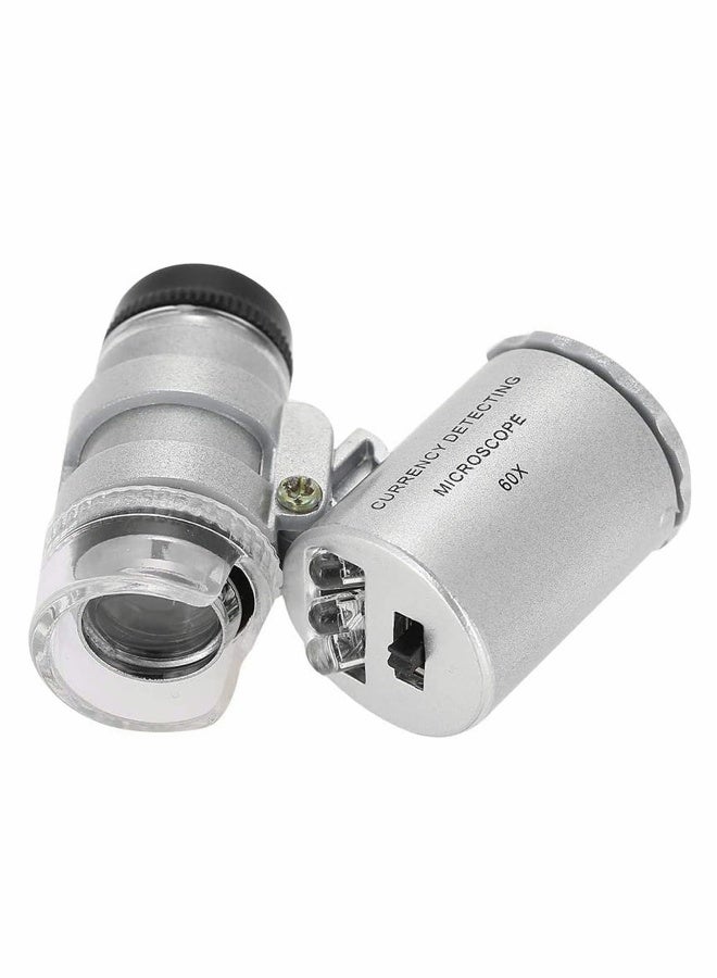 Mini Microscope, 60X Universal Portable Microscope with LED UV Lights Magnifying Glass - Image 1