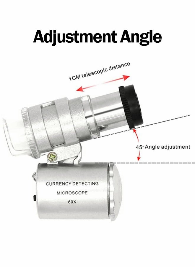 Mini Microscope, 60X Universal Portable Microscope with LED UV Lights Magnifying Glass - Image 4