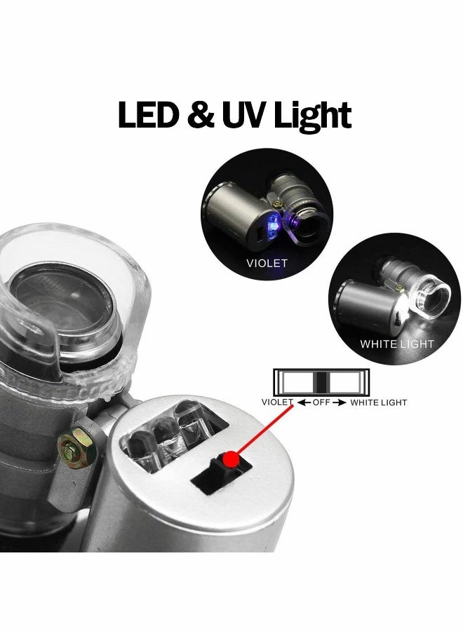 Mini Microscope, 60X Universal Portable Microscope with LED UV Lights Magnifying Glass - Image 3