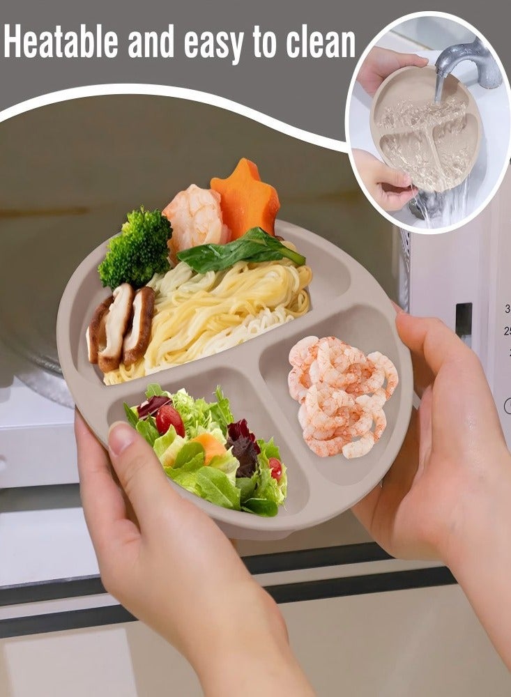 iMissiu Baby Feeding Set Silicone 5Pcs Baby Led Weaning Utensils with Suction Bowl Plate Spoon Fork Sippy Cup Straw Lid for Everyday Use Infant Toddler Meal Time - Image 2