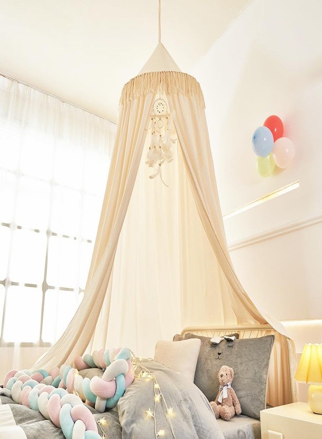 Mengersi Kids Bed Canopy with Tassel,Bed Canopy for Girls Boys Room Tent,Baby Crib Hanging Curtain-Bedroom Privacy Space Sleeping Tents Gifts,Ivory - Image 2