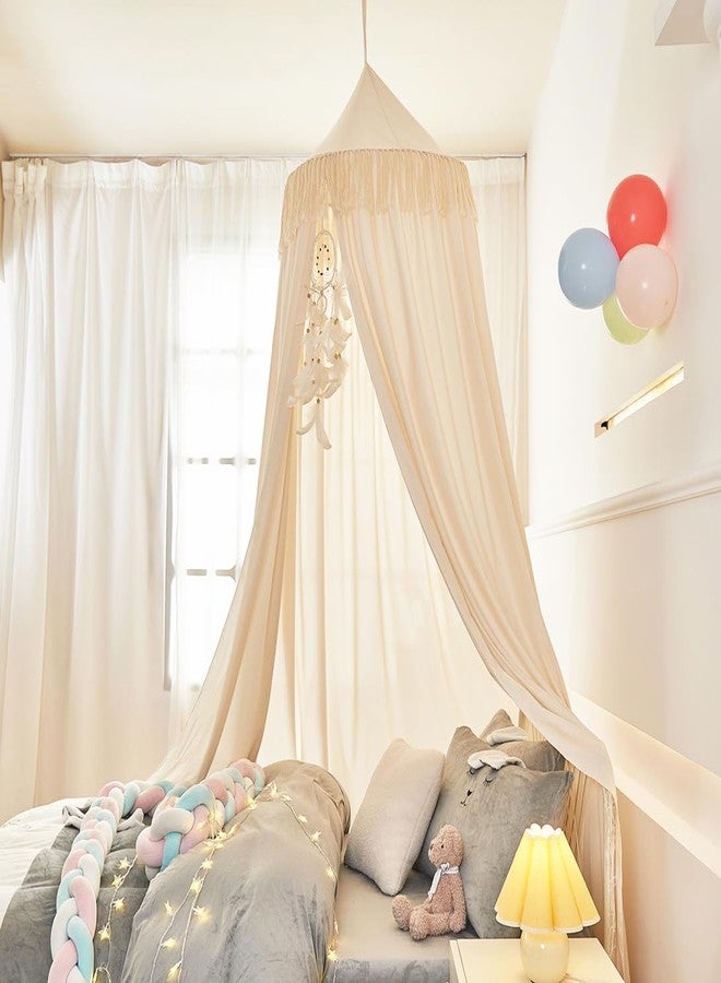 Mengersi Kids Bed Canopy with Tassel,Bed Canopy for Girls Boys Room Tent,Baby Crib Hanging Curtain-Bedroom Privacy Space Sleeping Tents Gifts,Ivory - Image 4
