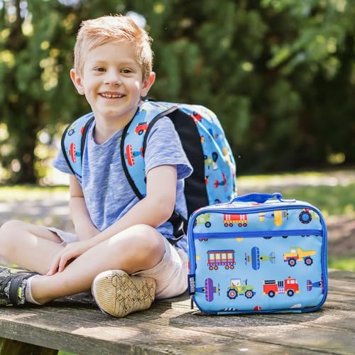 Wildkin Kids Insulated Lunch Box – Durable and Reusable for School & Travel - Trains, Planes, and Trucks - Image 2
